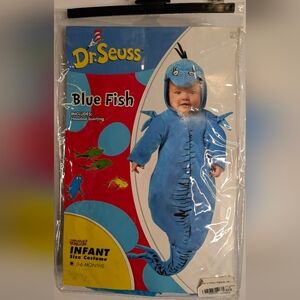 New Dr. Seuss Blue Fish Infant Costume 0-6 Months